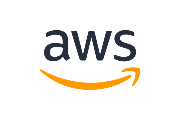 Amazon Web Services logo with the initials 'aws' in dark blue and an orange curved arrow underneath.