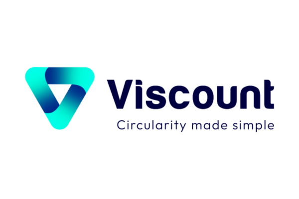Viscount logo with a stylized triangular symbol and the text 'Viscount' and the tagline 'Circularity made simple'
