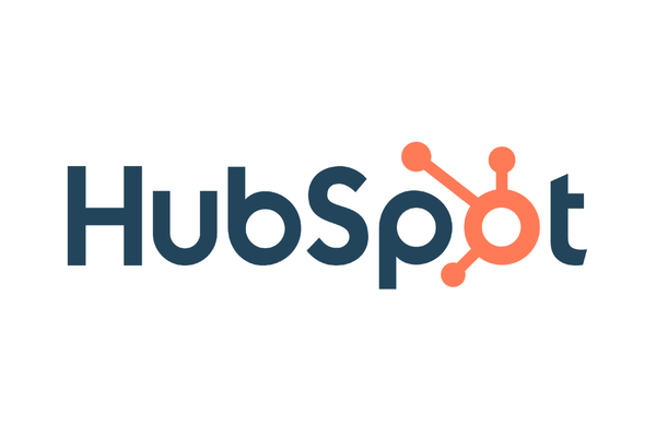 HubSpot logo with black text and an orange interconnected circle and lines icon