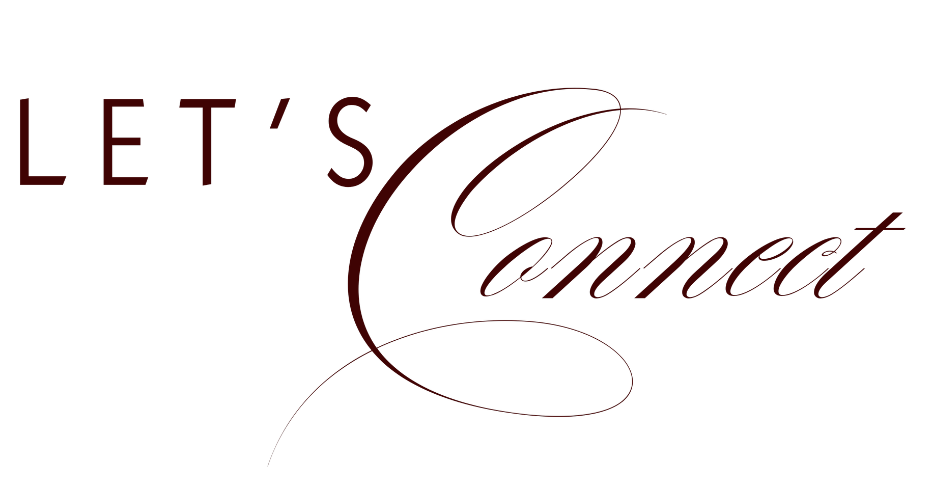 Decorative text that reads 'Let's C' in a serif font with swirling flourishes, colored in shades of dark red.
