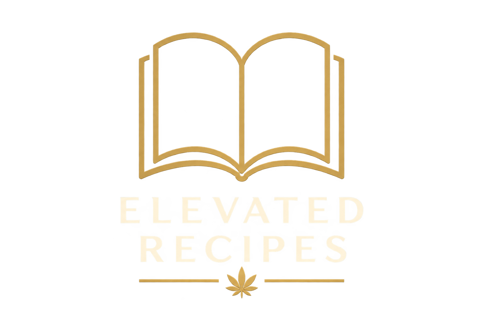 Gold open book logo above the text 'Elevated Recipes' with a cannabis leaf below.
