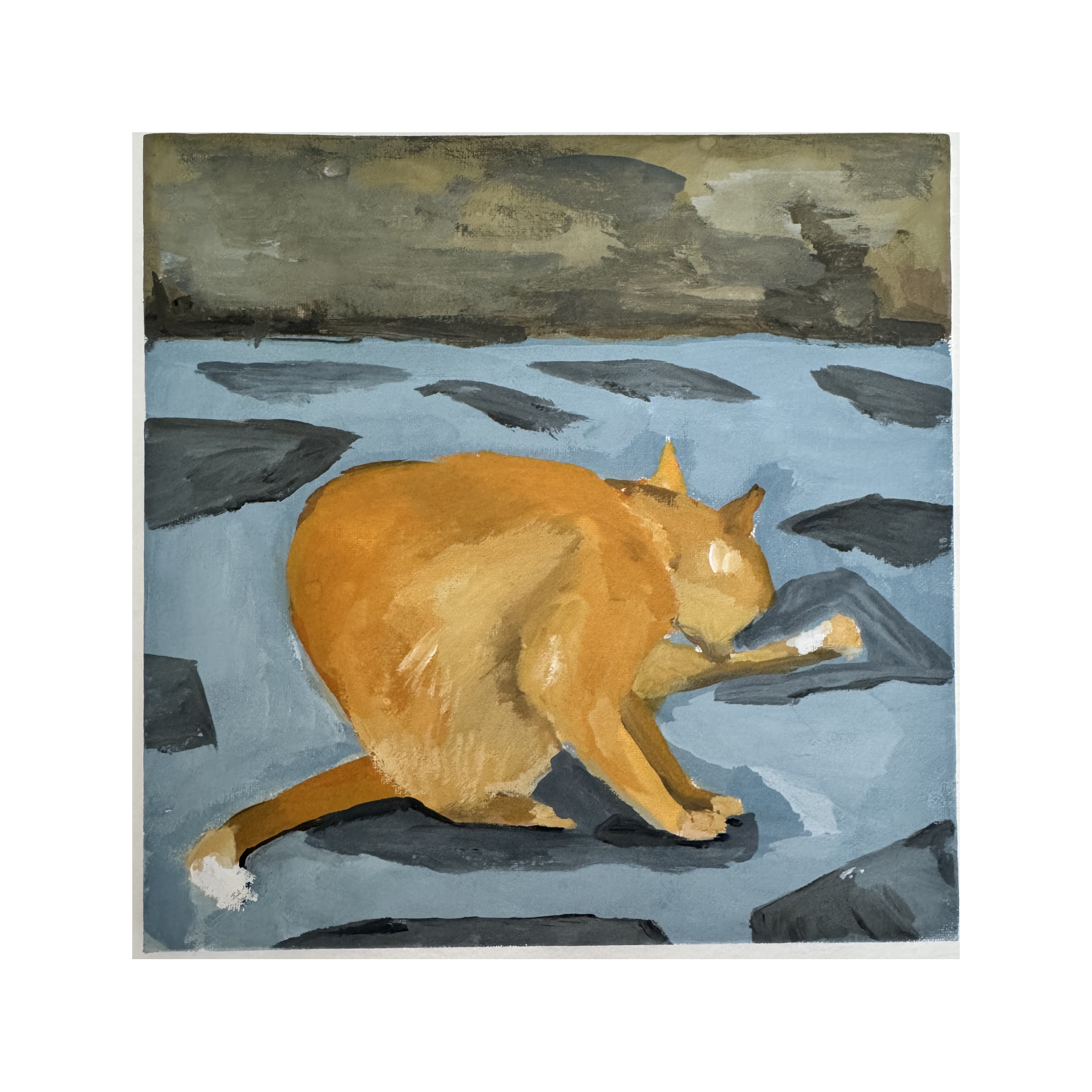 shared-stillness-09-cat-grooming-stone-gouache-painting.png