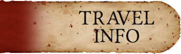 Old parchment paper with the words 'Travel Info' written on it