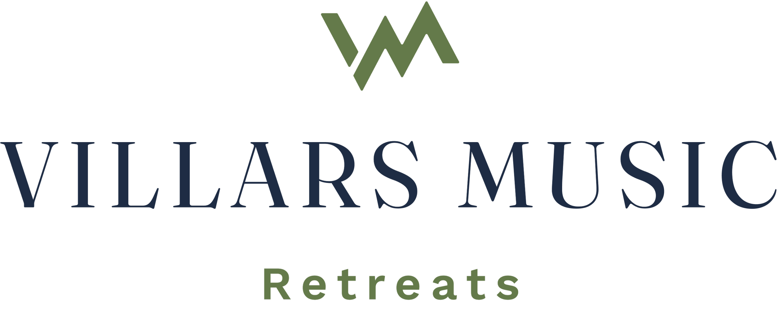 Logo for Villars Music Retreats featuring stylized mountain peaks and the text 'Villars Music Retreats'.