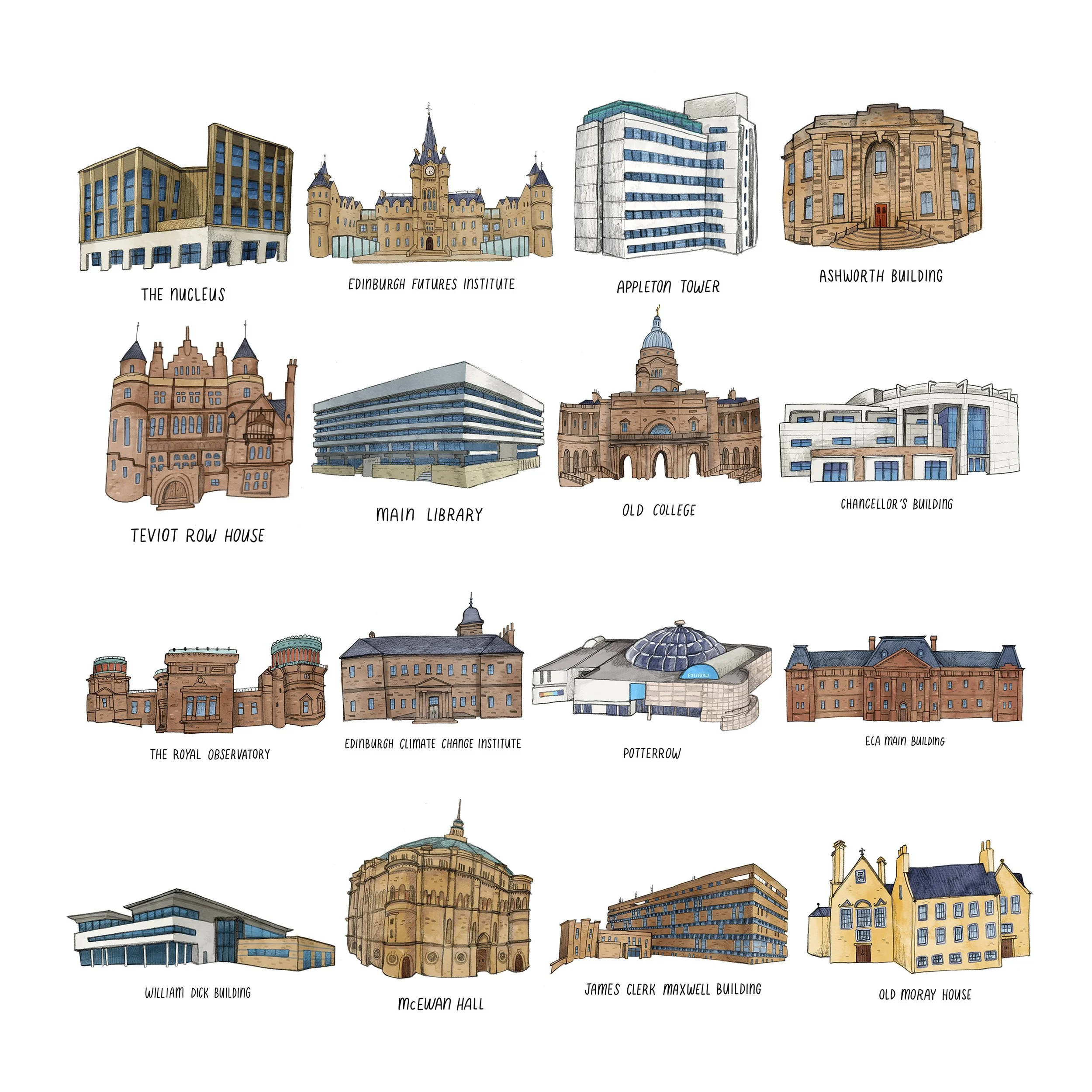 University of Edinburgh Shop Illustrations