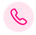 Pink phone receiver icon on a light pink circular background