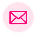 Pink mail envelope icon on a pink background