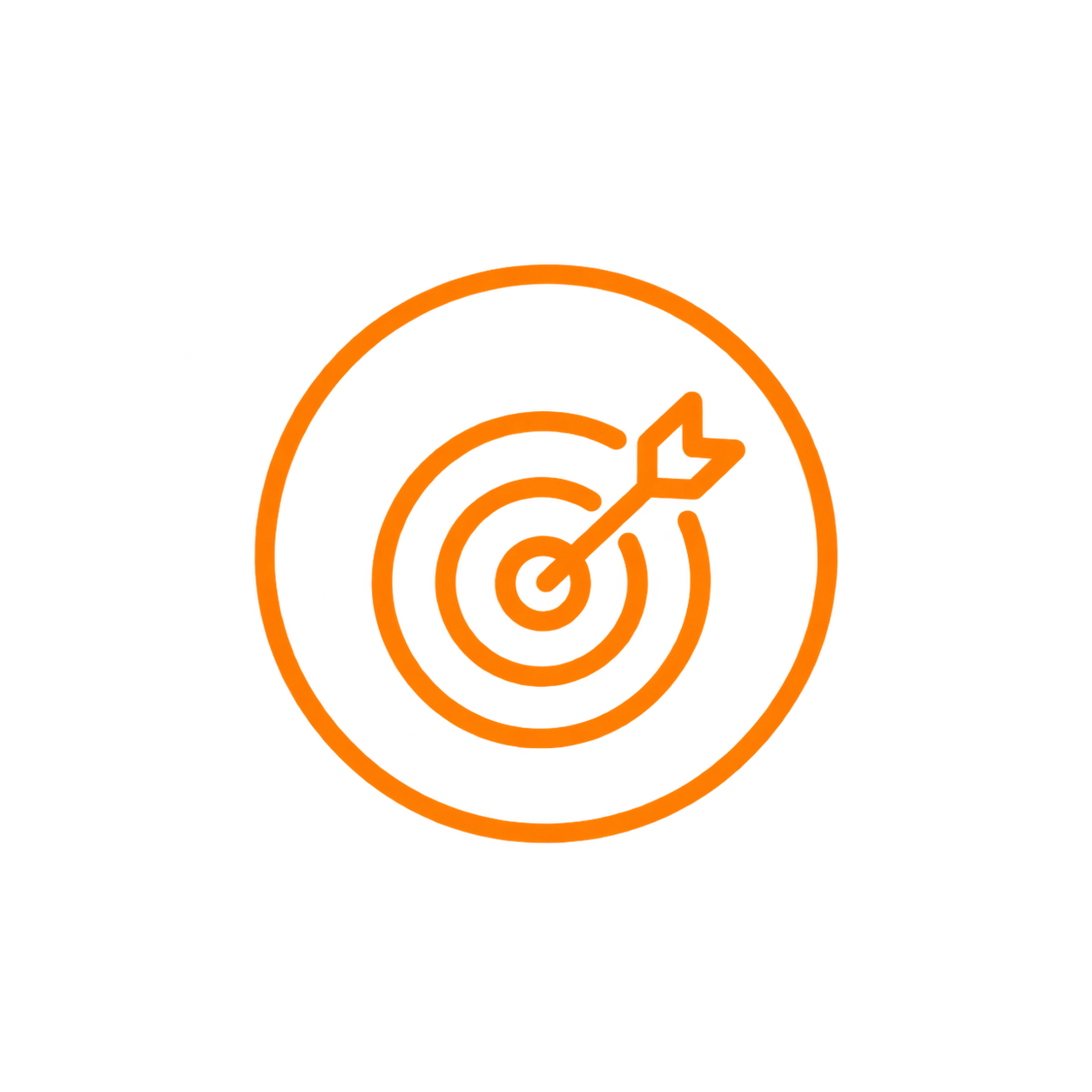 Neon orange target with an arrow hitting the bullseye
