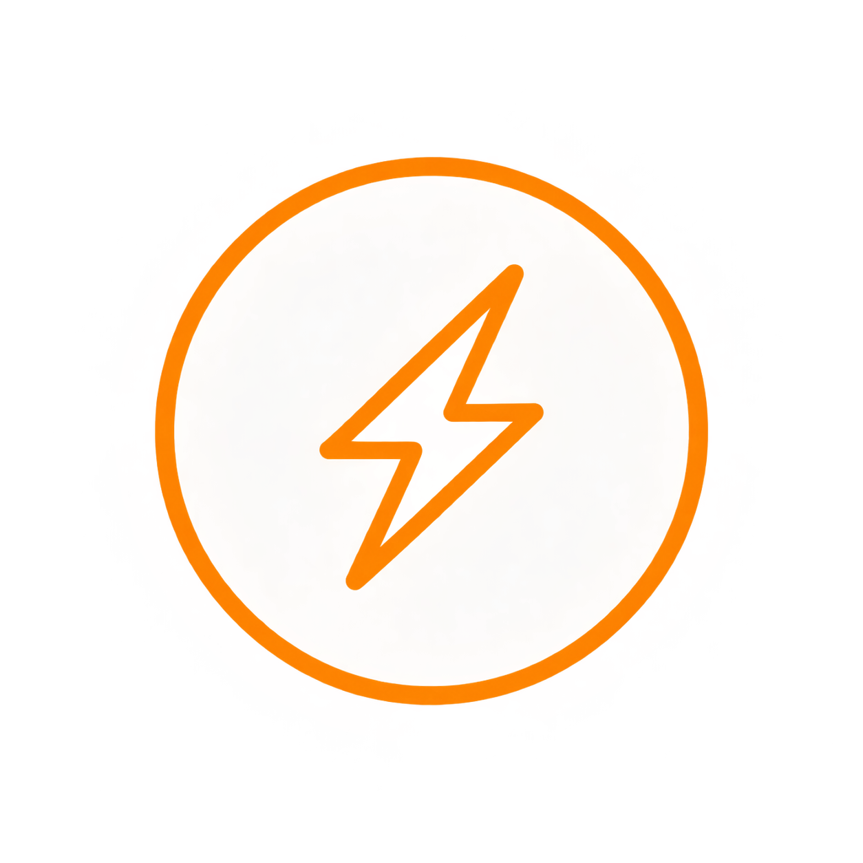 A digital graphic of a yellow lightning bolt icon inside an orange circle with a red border, symbolizing electricity or energy.