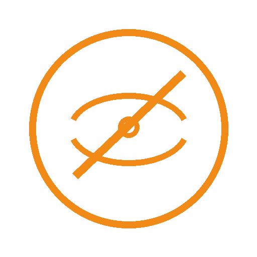 An orange speedometer icon on a black background.