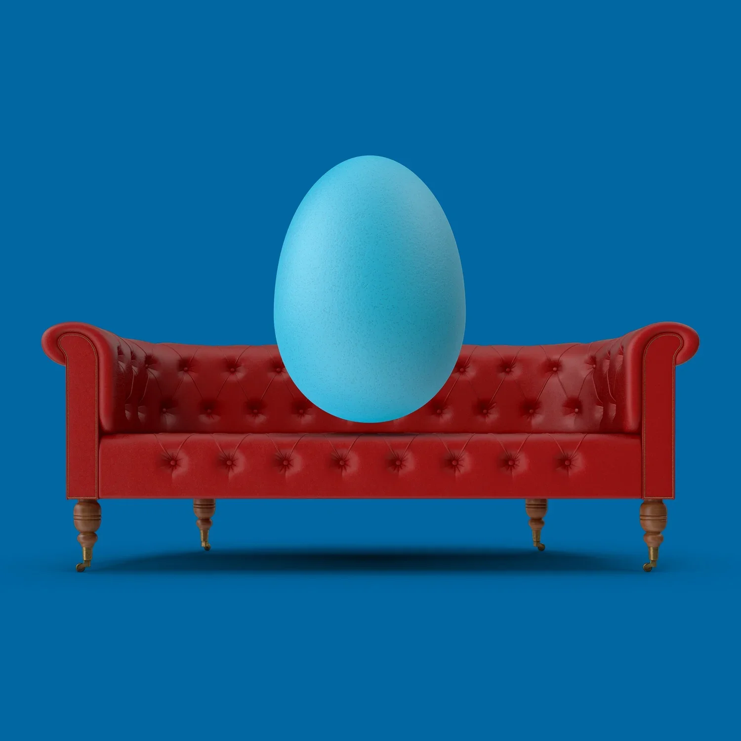 Blue Egg on Chesterfield