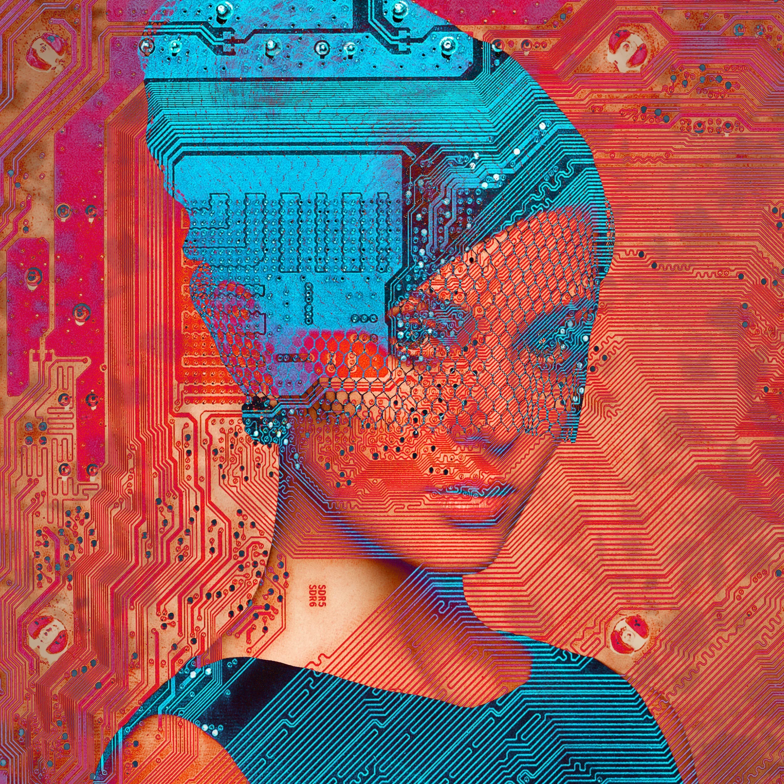Project: Serket Portraits (woman and circuitry)