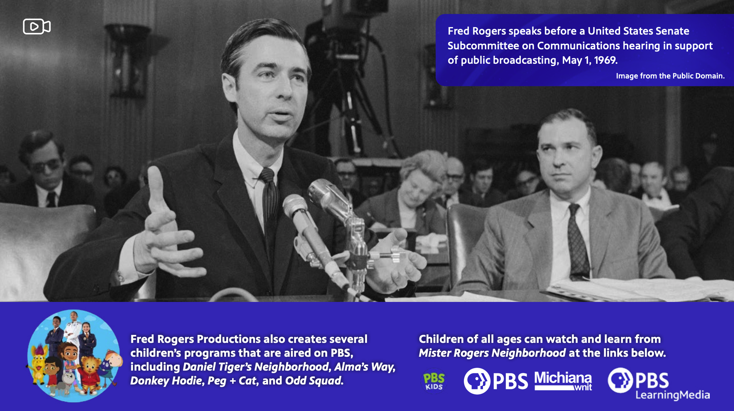 Mister Rogers speaks before Senate Subcomitee, 1969