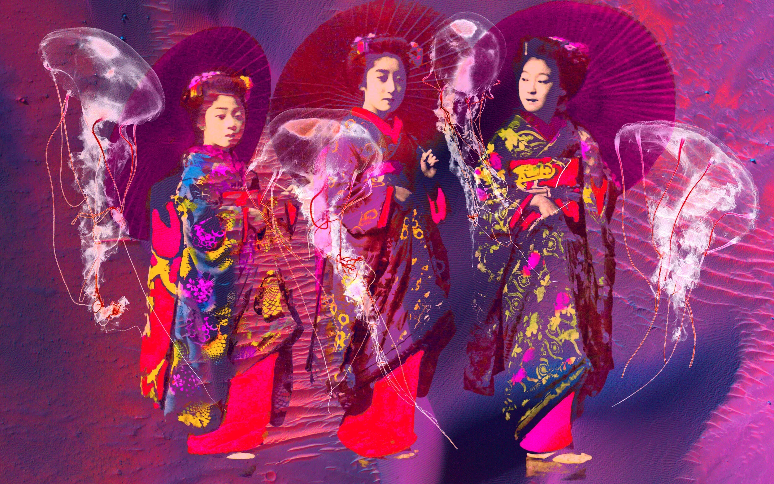Geishas with Jellyfish on Mars