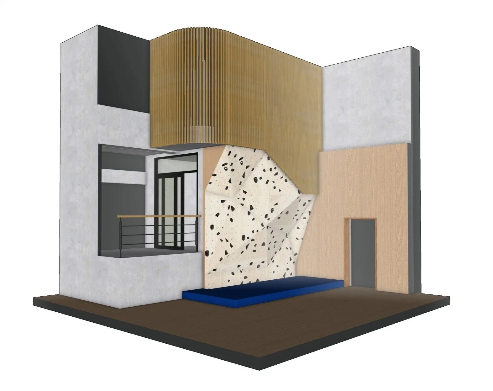 3D design render of a climbing wall