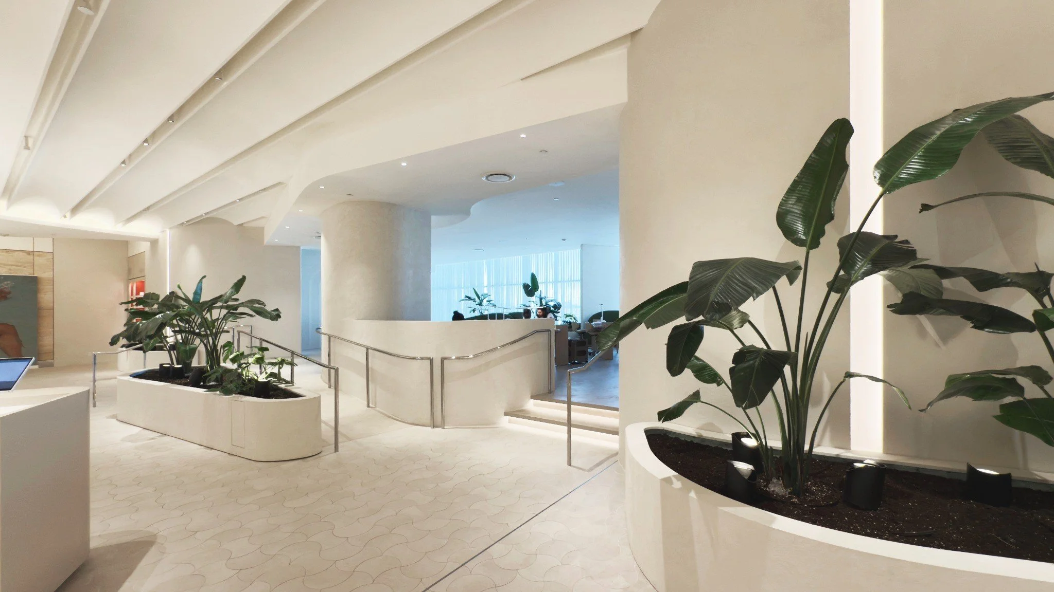 Biophilic circulation space at Rennai in Royalmount, Montreal, by Chrome Design + Borrallo + Lemay