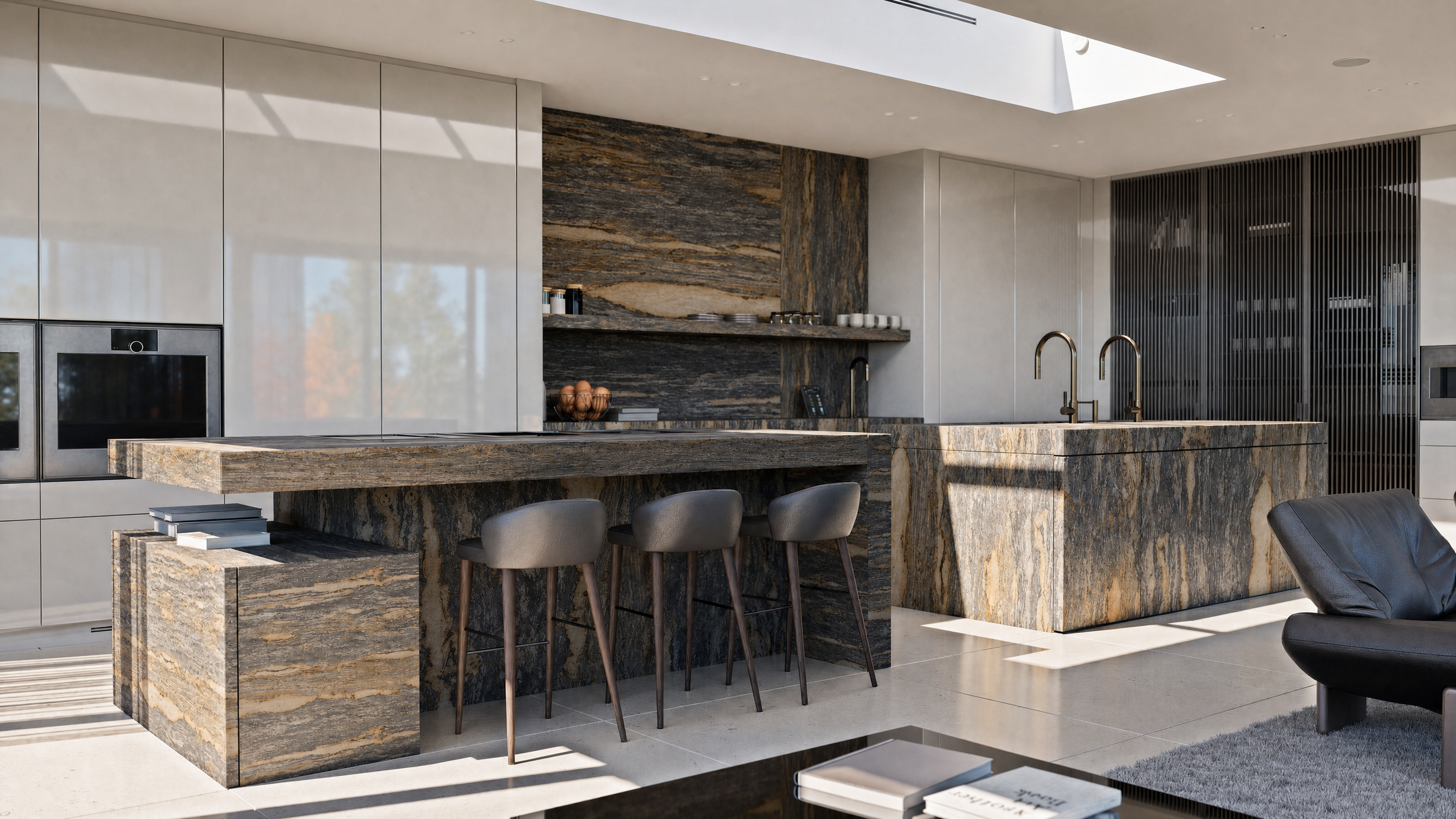 Chrome-design-eaunoire-cuisine- two-island