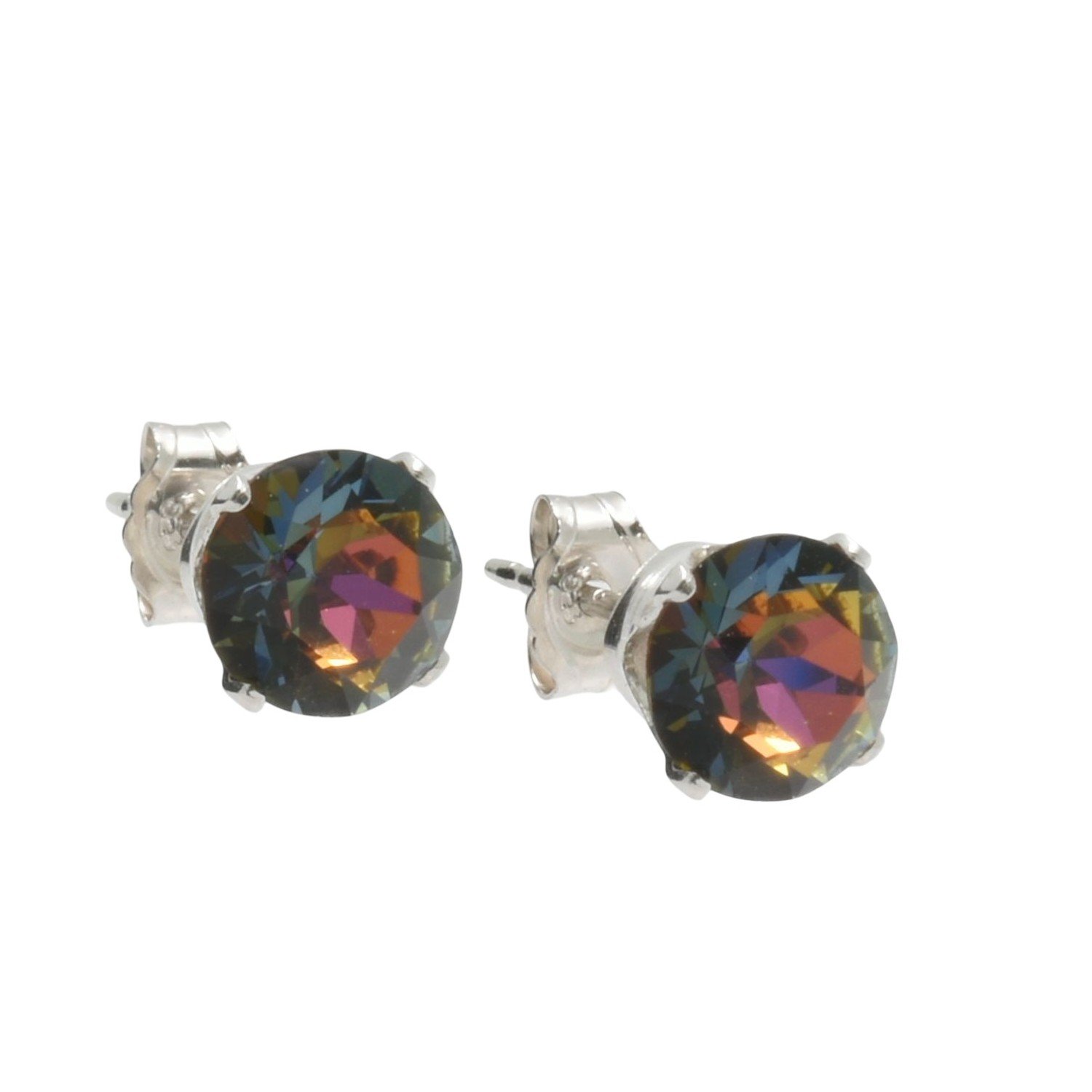 pewterhooter Sterling Silver Volcano Stud Earrings for women made with sparkling Swarovski Crystals.