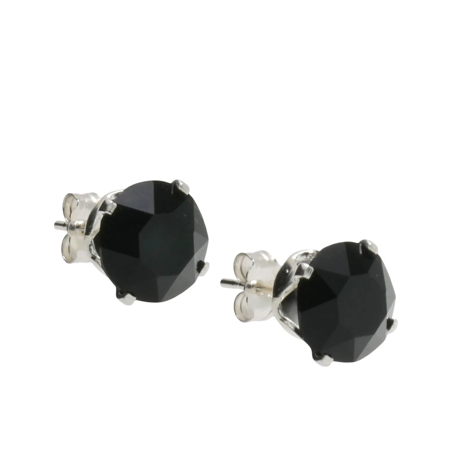 pewterhooter Sterling Silver Black Stud Earrings for women made with sparkling Swarovski Crystals.