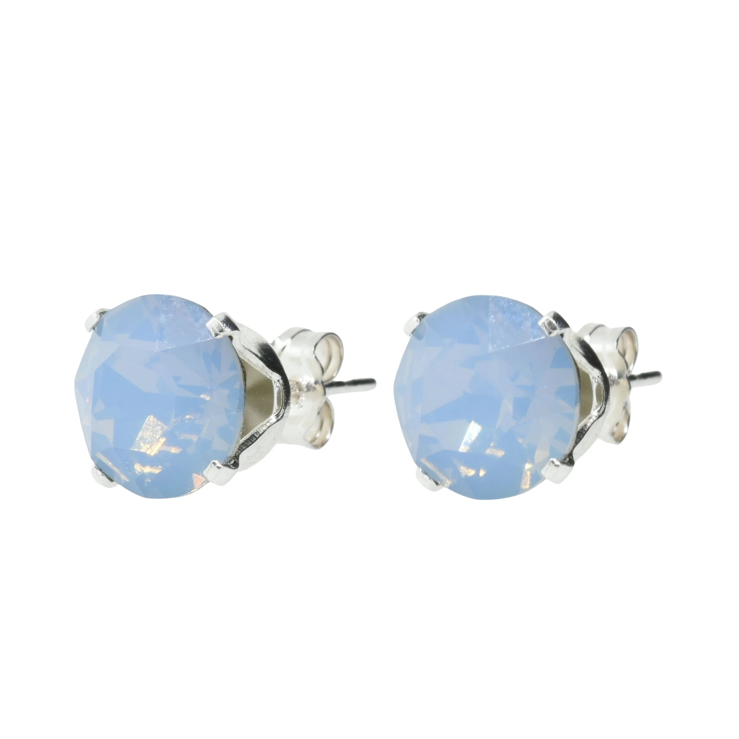 pewterhooter Sterling Silver Air Blue Opal Stud Earrings for Women made with sparkling Swarovski Crystals.