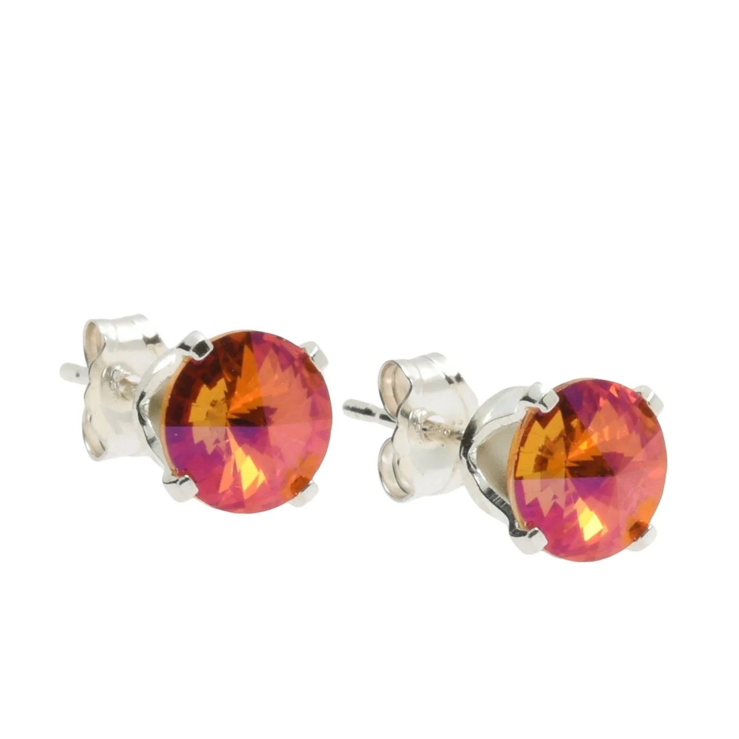 pewterhooter Sterling Silver Astral Pink Stud Earrings for women made with brilliant Swarovski Crystals.