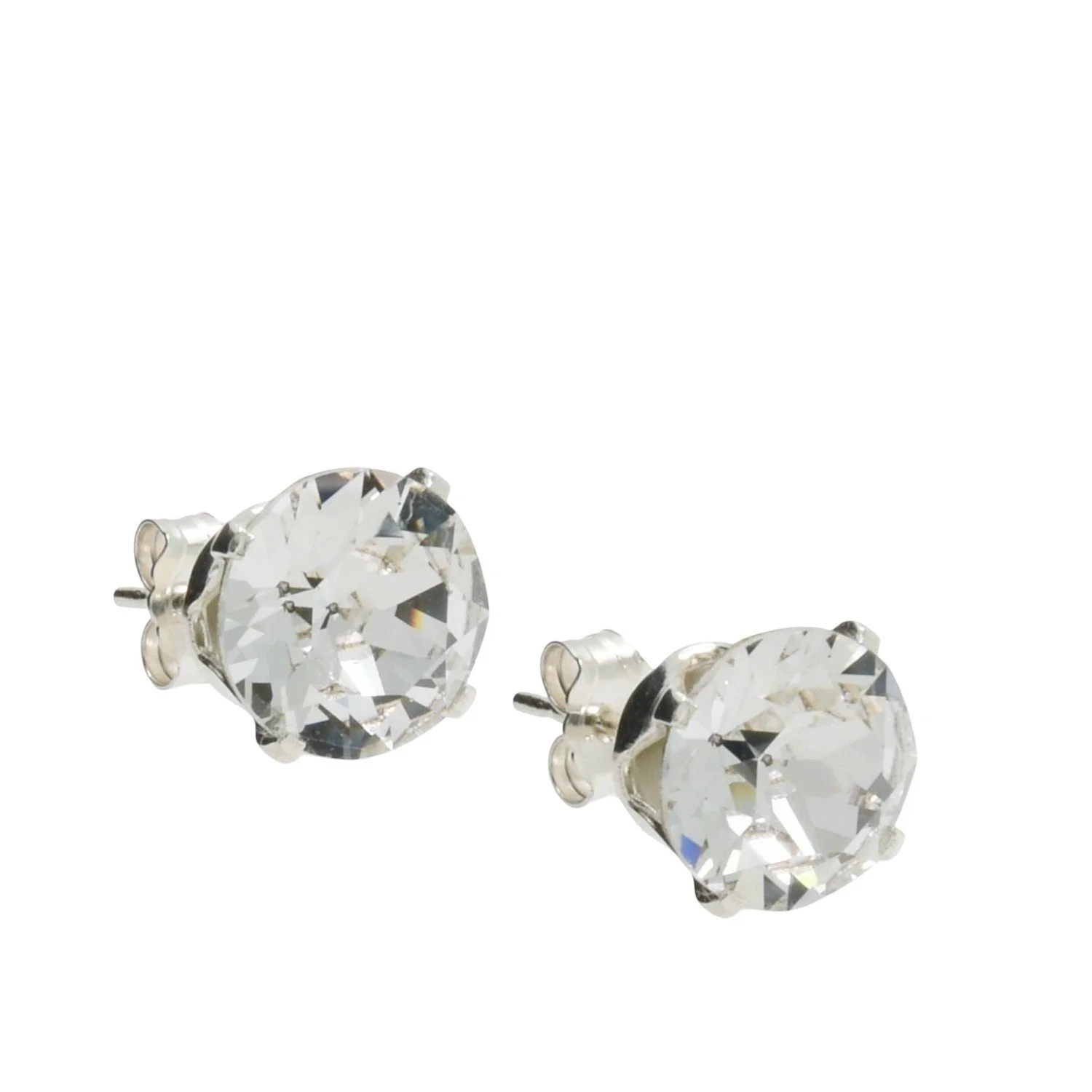 pewterhooter Sterling Silver Diamond White  Stud Earrings for women made with sparkling Swarovski Crystals.