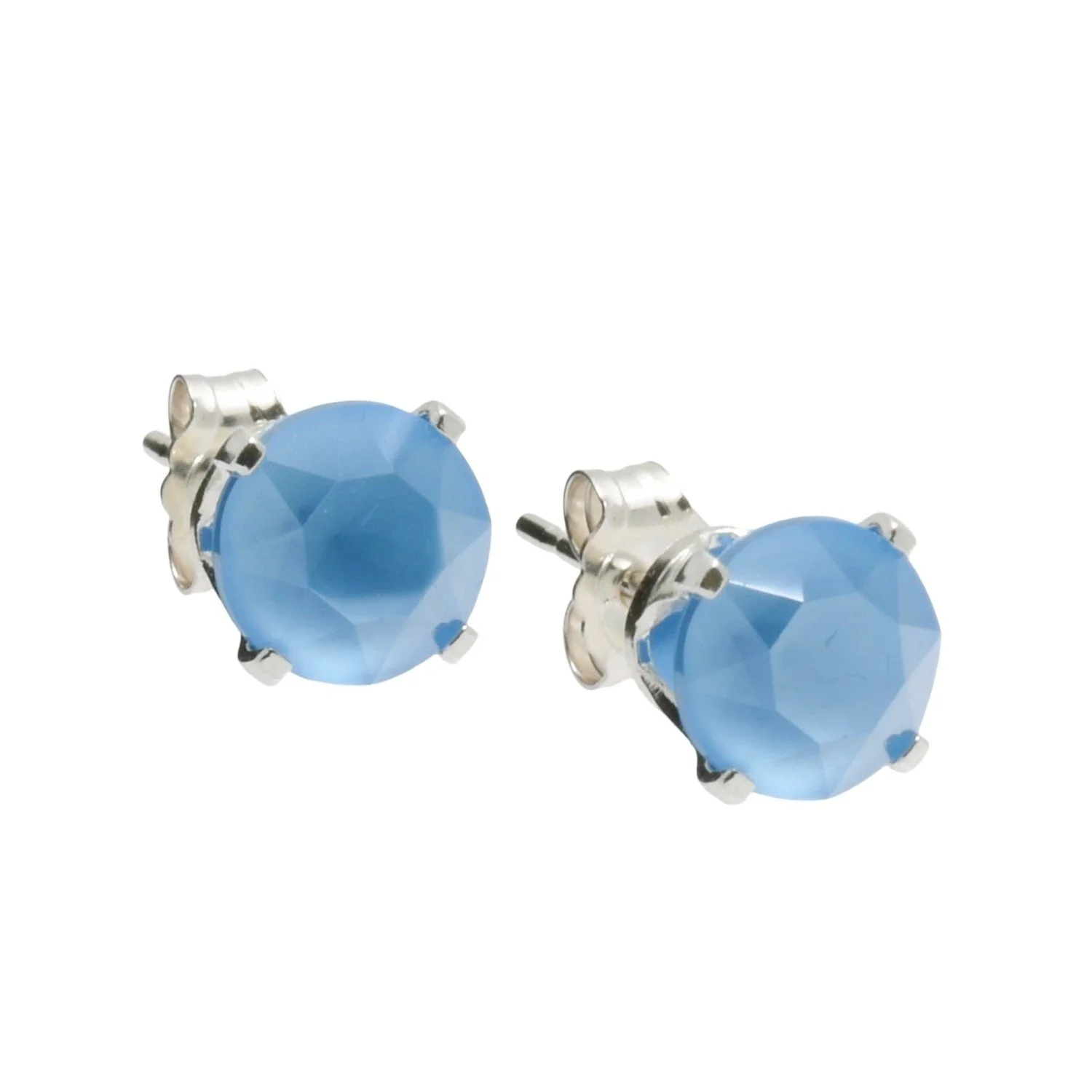 pewterhooter Sterling Silver Summer Blue Stud Earrings for women made with sparkling Swarovski Crystals.