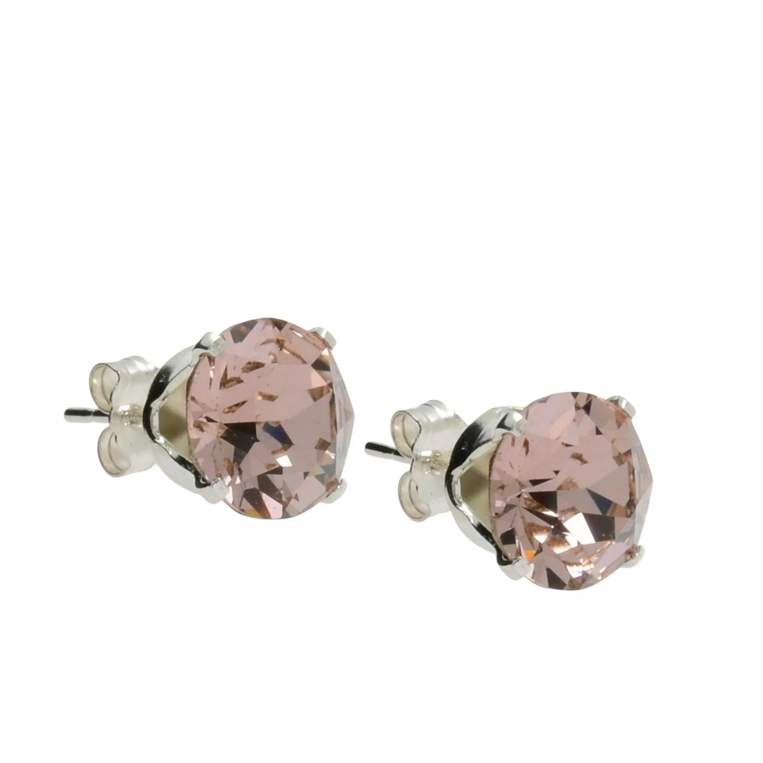 pewterhooter Sterling Silver Vintage Rose Stud Earrings for women made with sparkling Swarovski Crystals.