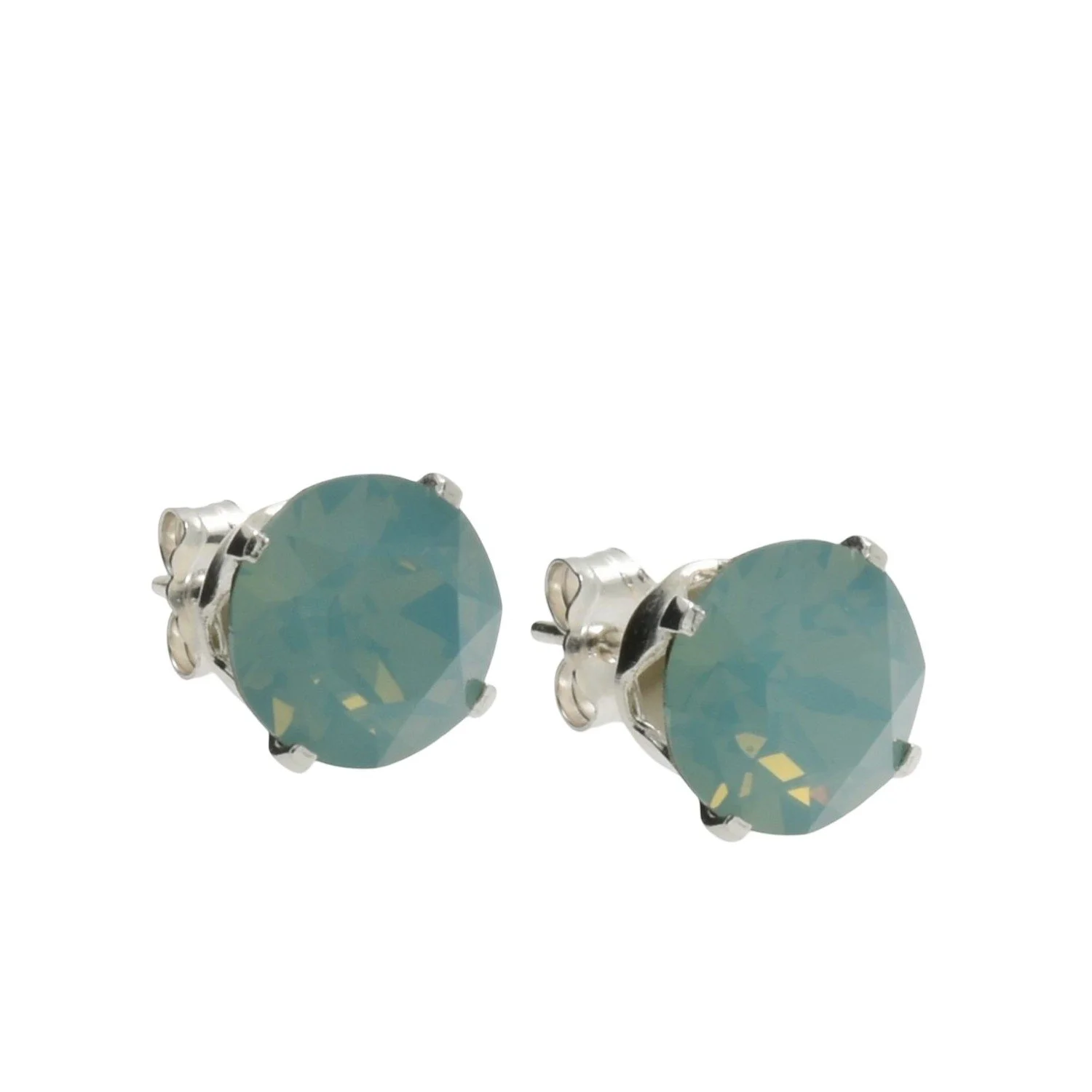 pewterhooter Sterling Silver Pacific Opal Stud Earrings for women made with sparkling Swarovski Crystals.