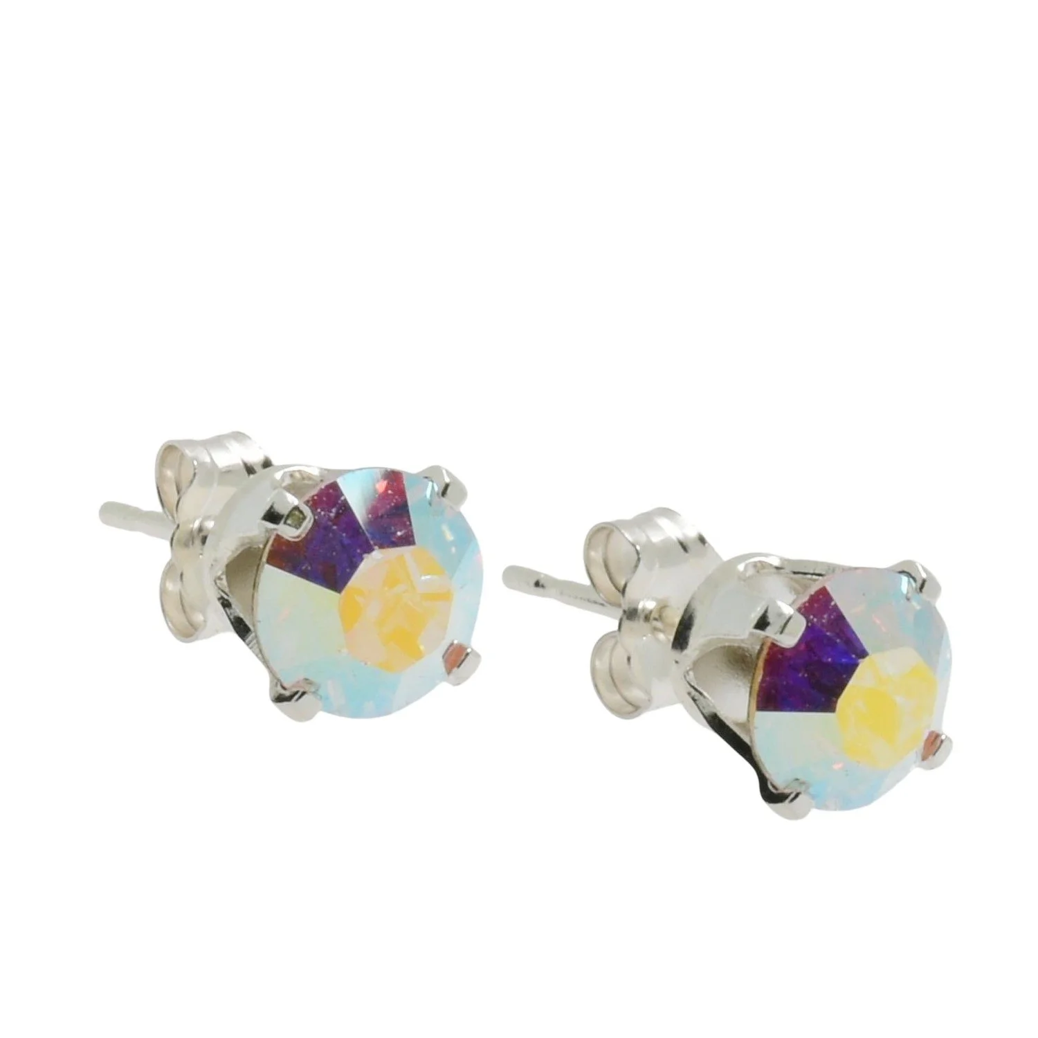 pewterhooter Sterling Silver Aurore Boreale Stud Earrings for women made with sparkling Swarovski Crystals.