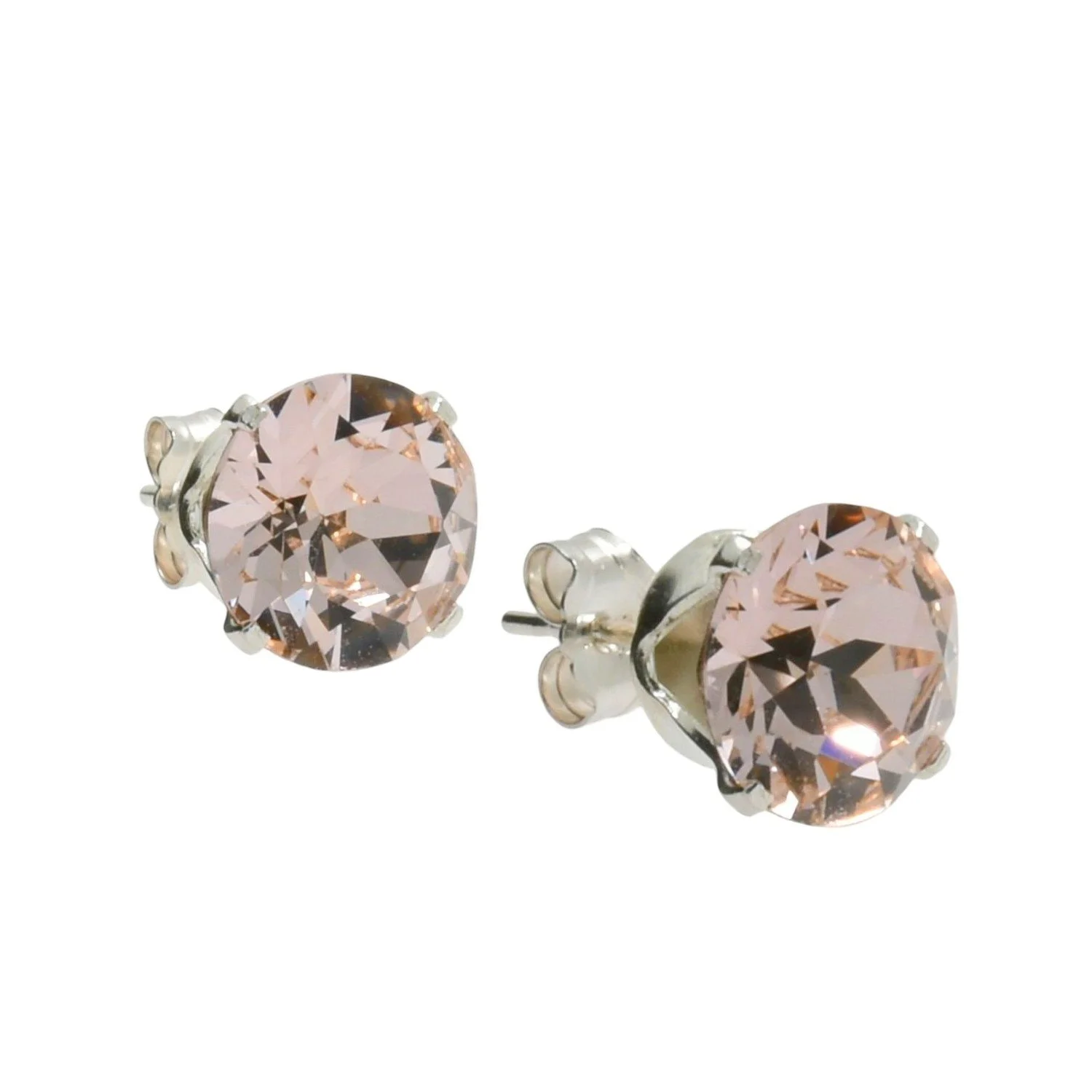 pewterhooter Sterling Silver Silk Stud Earrings for women made with sparkling Swarovski Crystals.