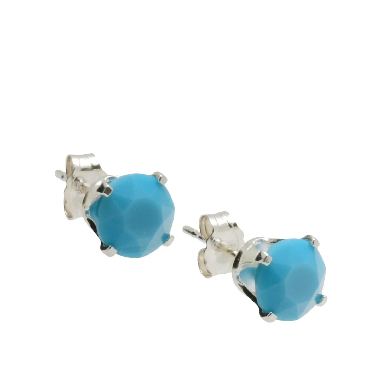 pewterhooter Sterling Silver Turquoise Stud Earrings for women made with sparkling Swarovski Crystals.