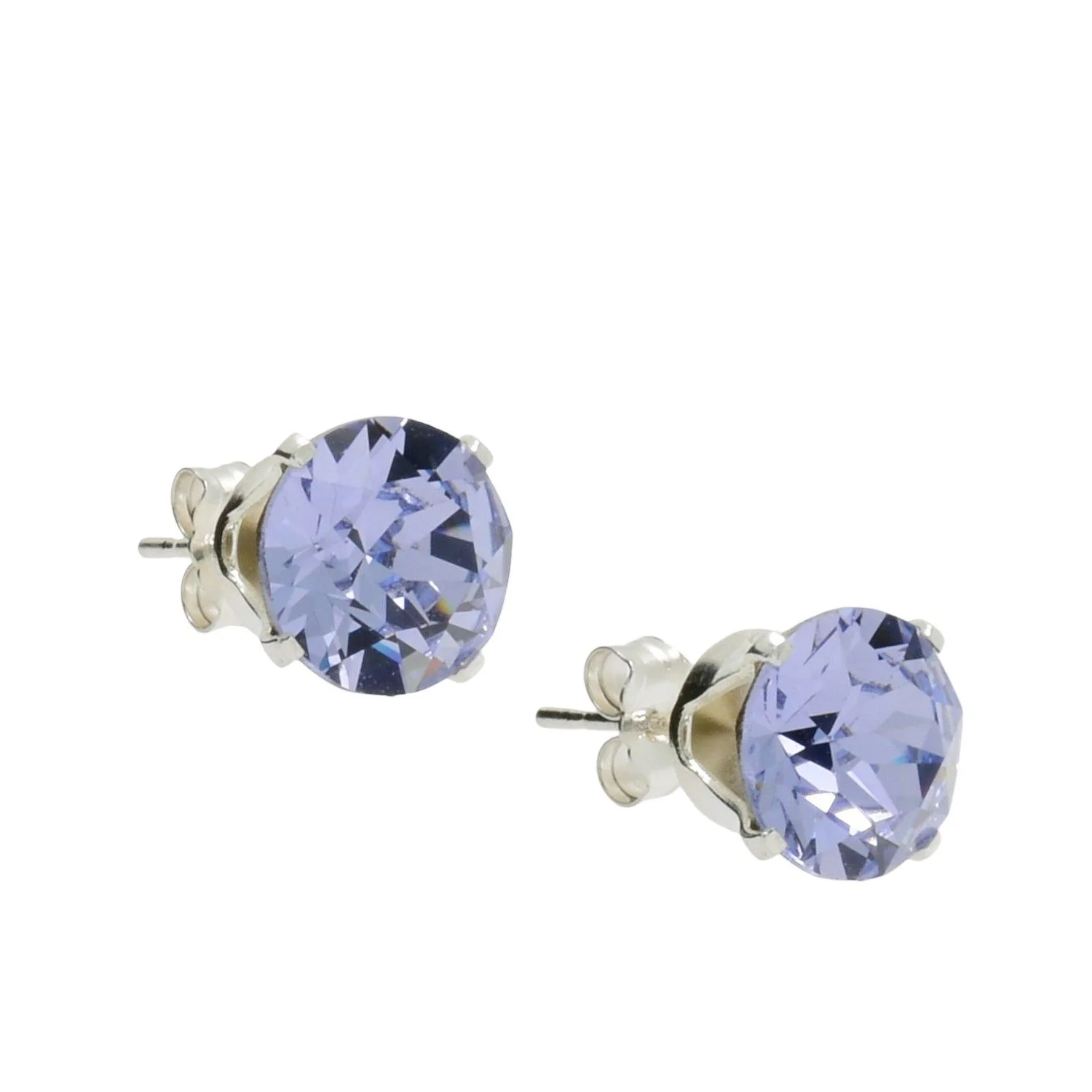 pewterhooter Sterling Silver Provence Lavender Stud Earrings for women made with sparkling Swarovski Crystals.