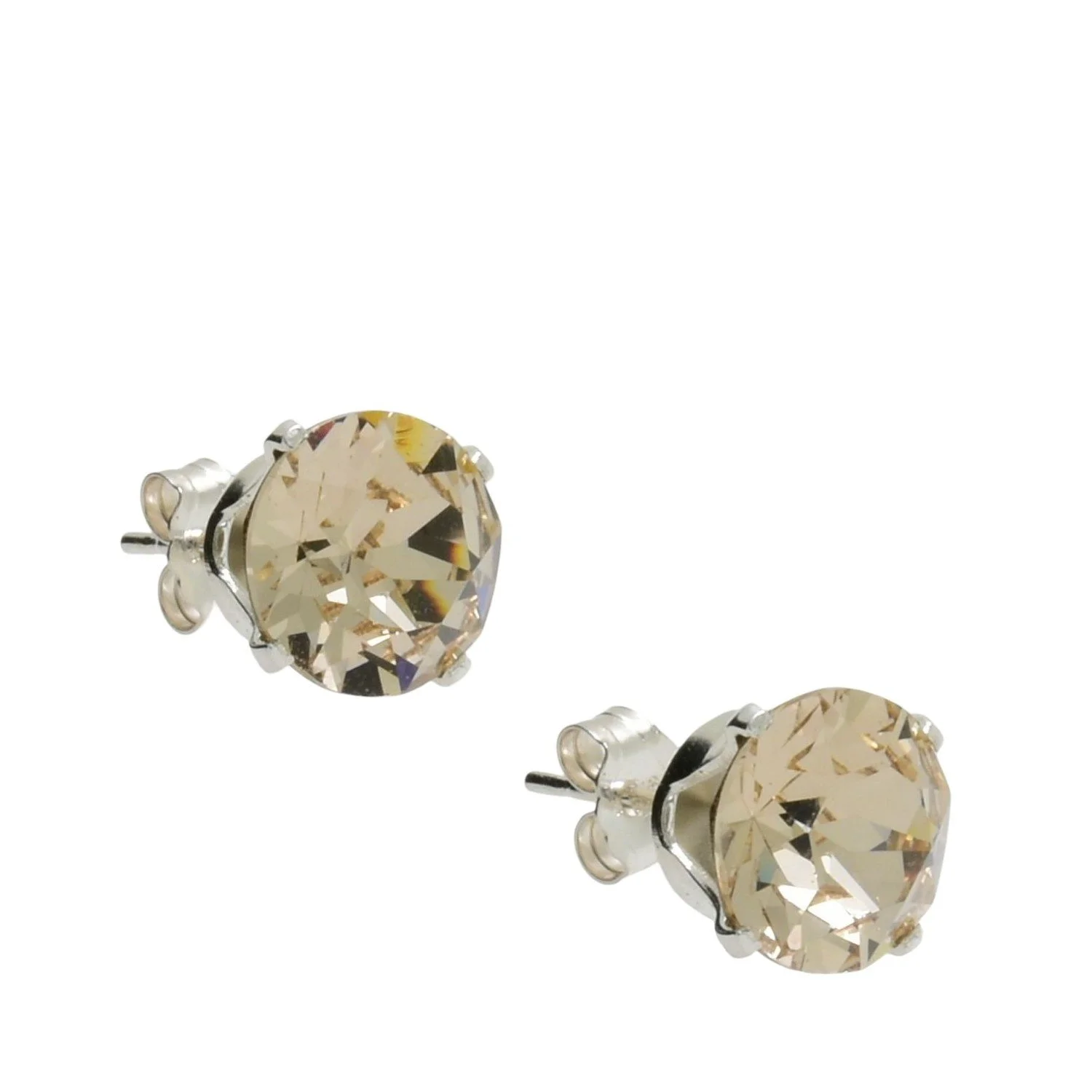 pewterhooter Sterling Silver Light Silk Stud Earrings for women made with sparkling Swarovski Crystals.