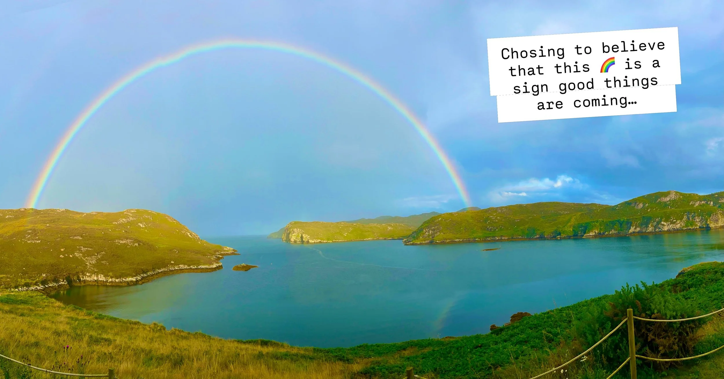 I thought this view couldn&rsquo;t be any better, but then this 🌈 arrived. Choosing to believe it&rsquo;s a sign of good things to come&hellip; 📖 📖 📖 

The Outer Hebrides is so beautiful - loving the Isles of Lewis and Harris 🏴󠁧󠁢󠁳󠁣󠁴󠁿