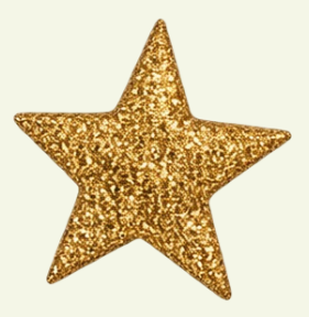 Golden star-shaped ornament with a glittery surface