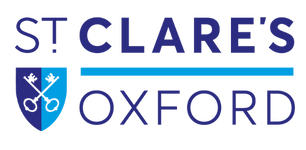 St. Clare's Oxford logo with a shield featuring a cross and a key.