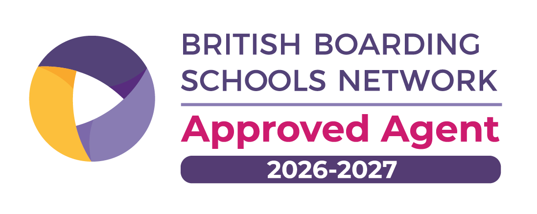 Logo for British Boarding Schools Network showing a purple and yellow circular design with text indicating approval for 2026-2027.