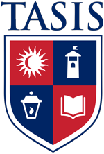 College shield with four quadrants: a sun in the top left, a lighthouse in the top right, a graduation cap in the bottom left, and an open book in the bottom right.