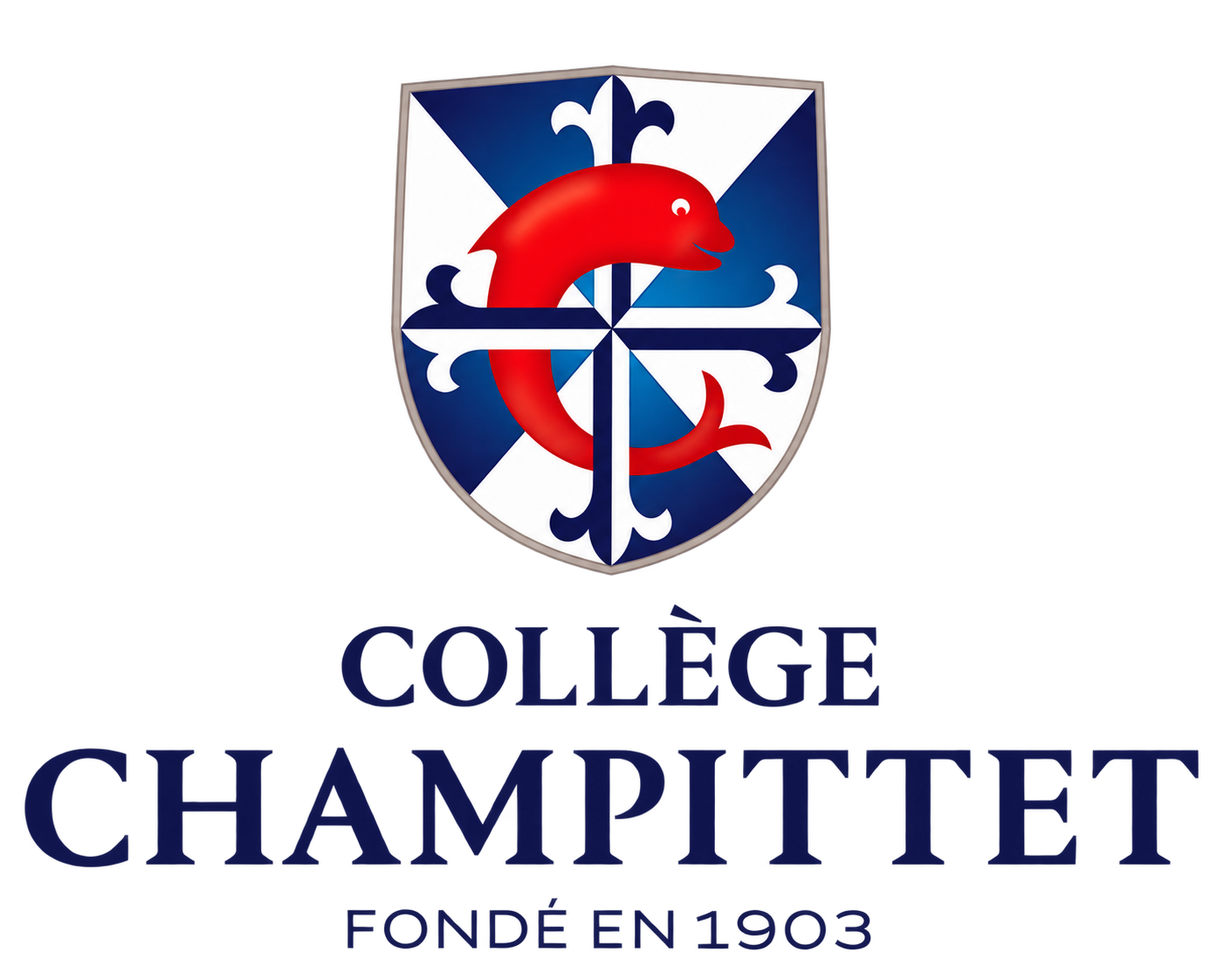 The logo of College Champlitte featuring a shield with a red salamander and a fleur-de-lis, and text indicating it was founded in 1903.