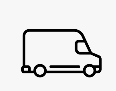 A simple black outline drawing of a delivery van on a white background.