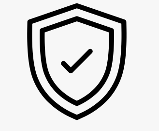 A shield with a checkmark inside, symbolizing security or protection.