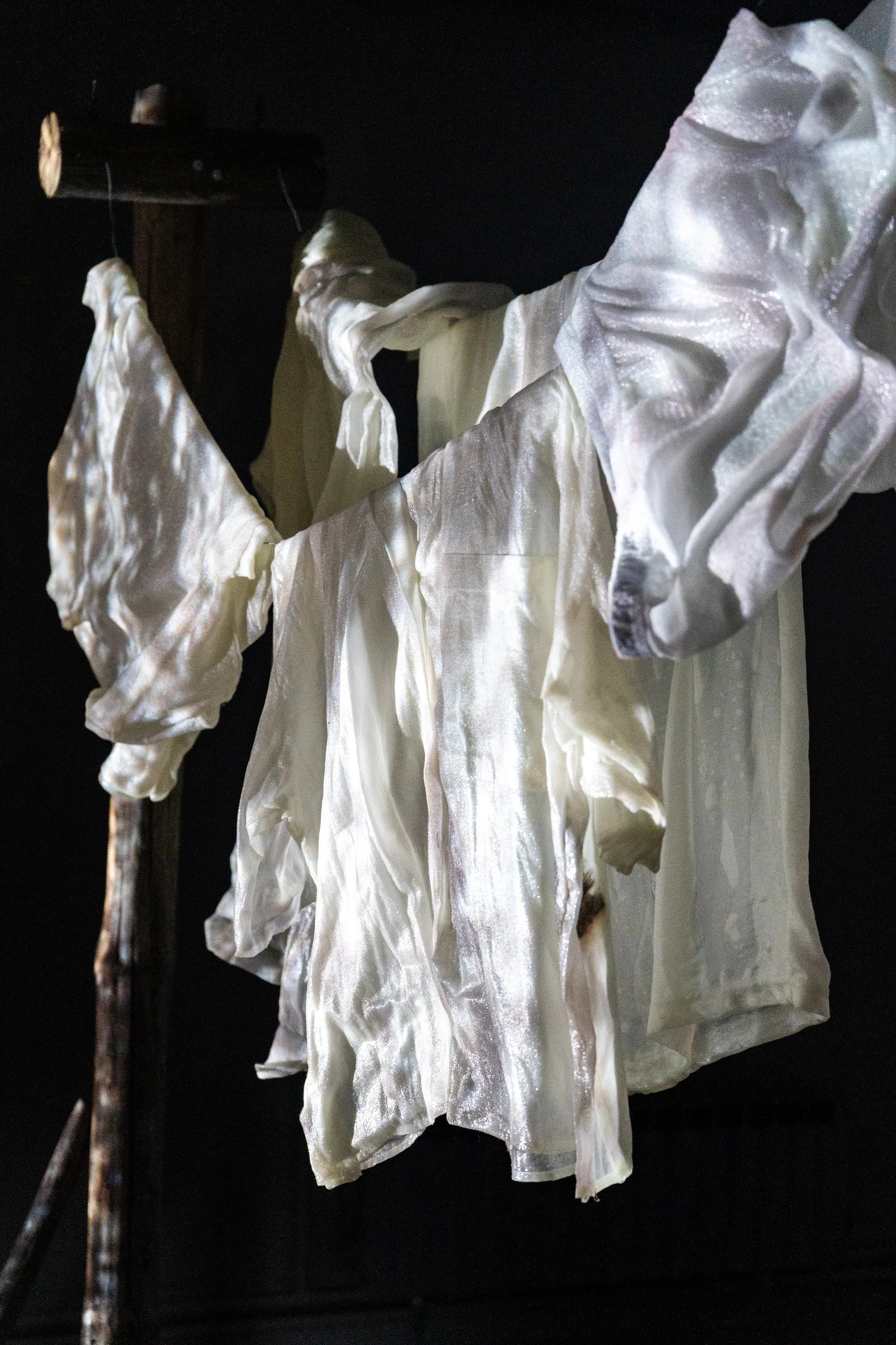 Installation detail: manipulated 'wet' clothes