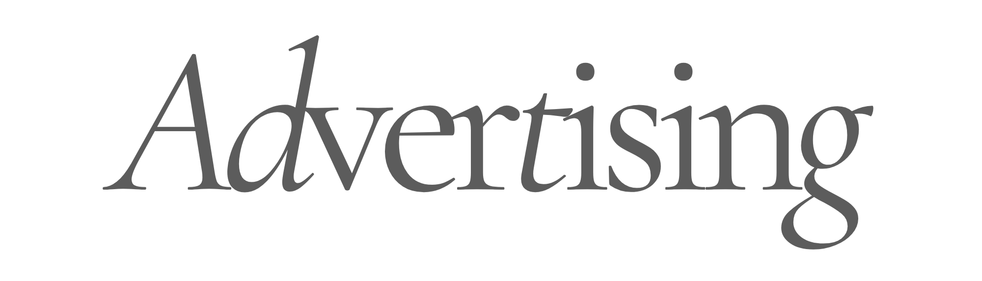 The word 'Advertising' written in large, italicized, gray font.
