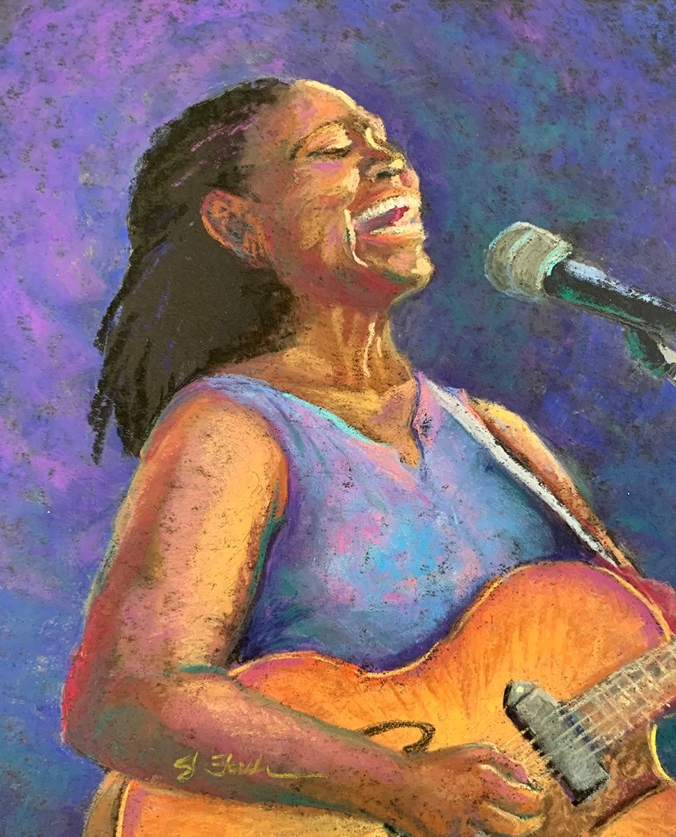 Ruthie: Inspired by singer Ruthie Foster performing at the Levitt in Sioux Falls during a girls’ weekend, this pastel is all about the joy, energy, and abandon of live music.  Owner: Kate
