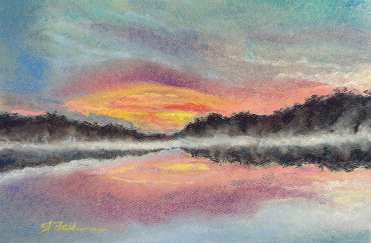 Misty Landscape Reflections: Original