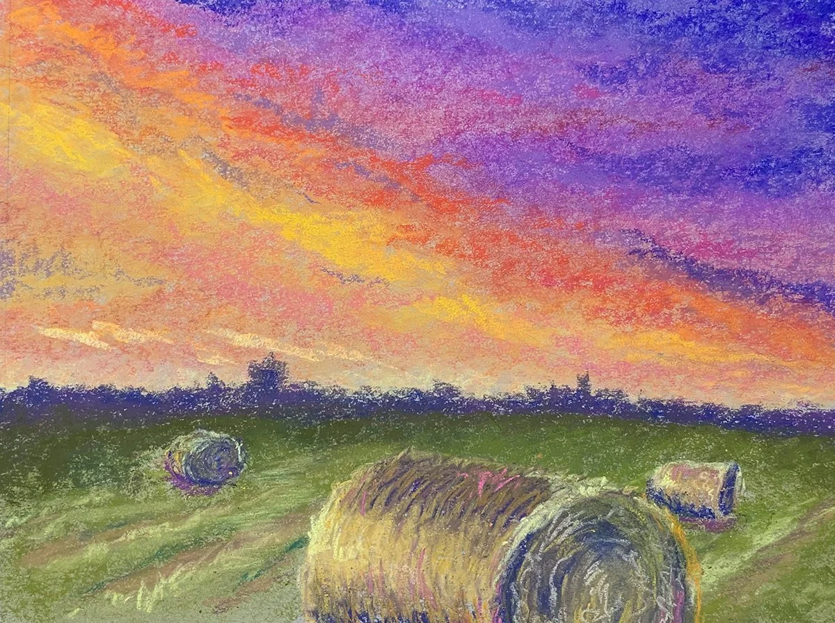 Round Bales at Sunset: Original