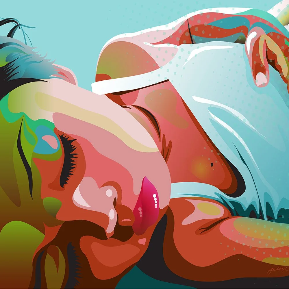 Coco Sleeps-Digital art by Julie Fahrlander