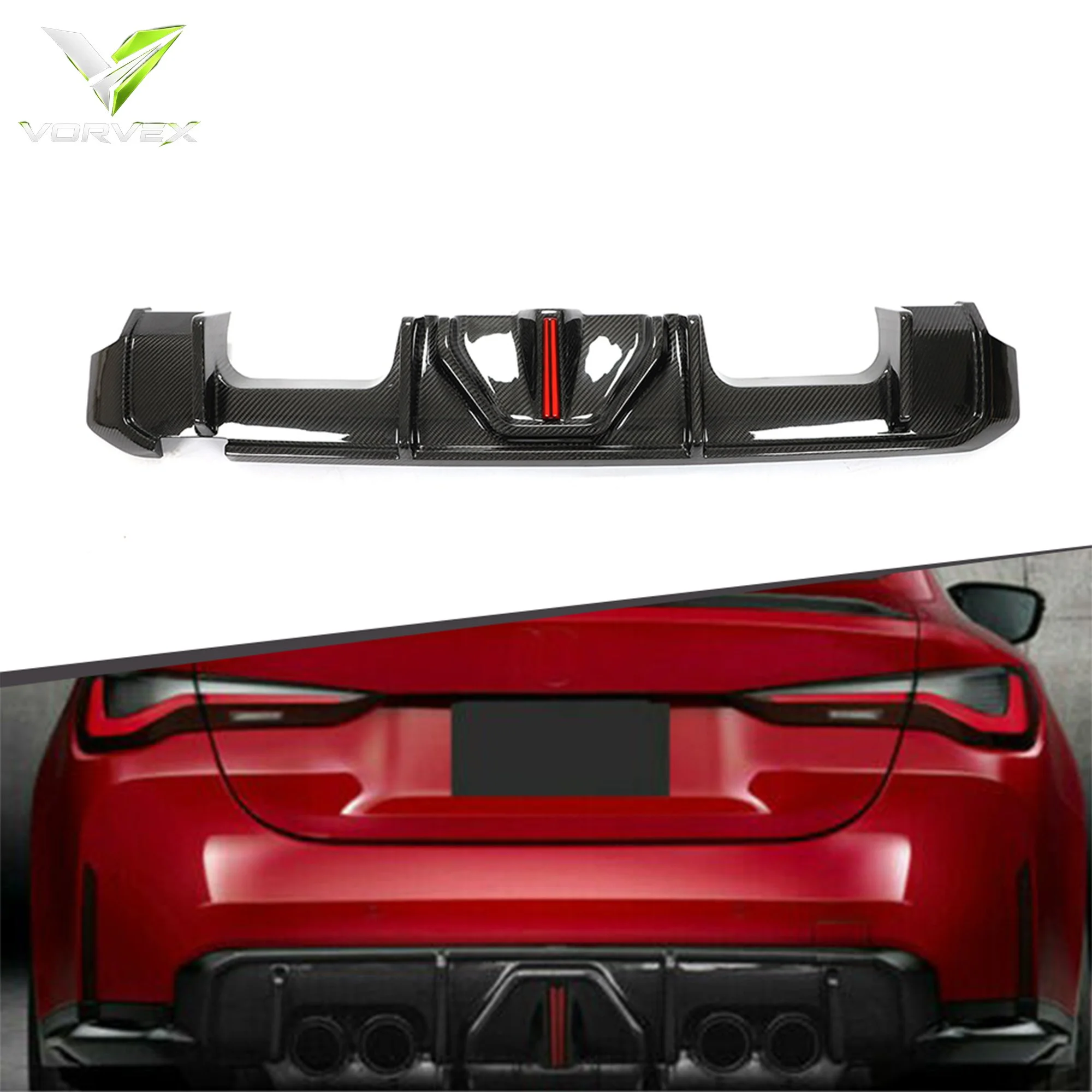 BMW G80 G82 M3 M4 Rear Diffuser with LED 2021+ (CF)