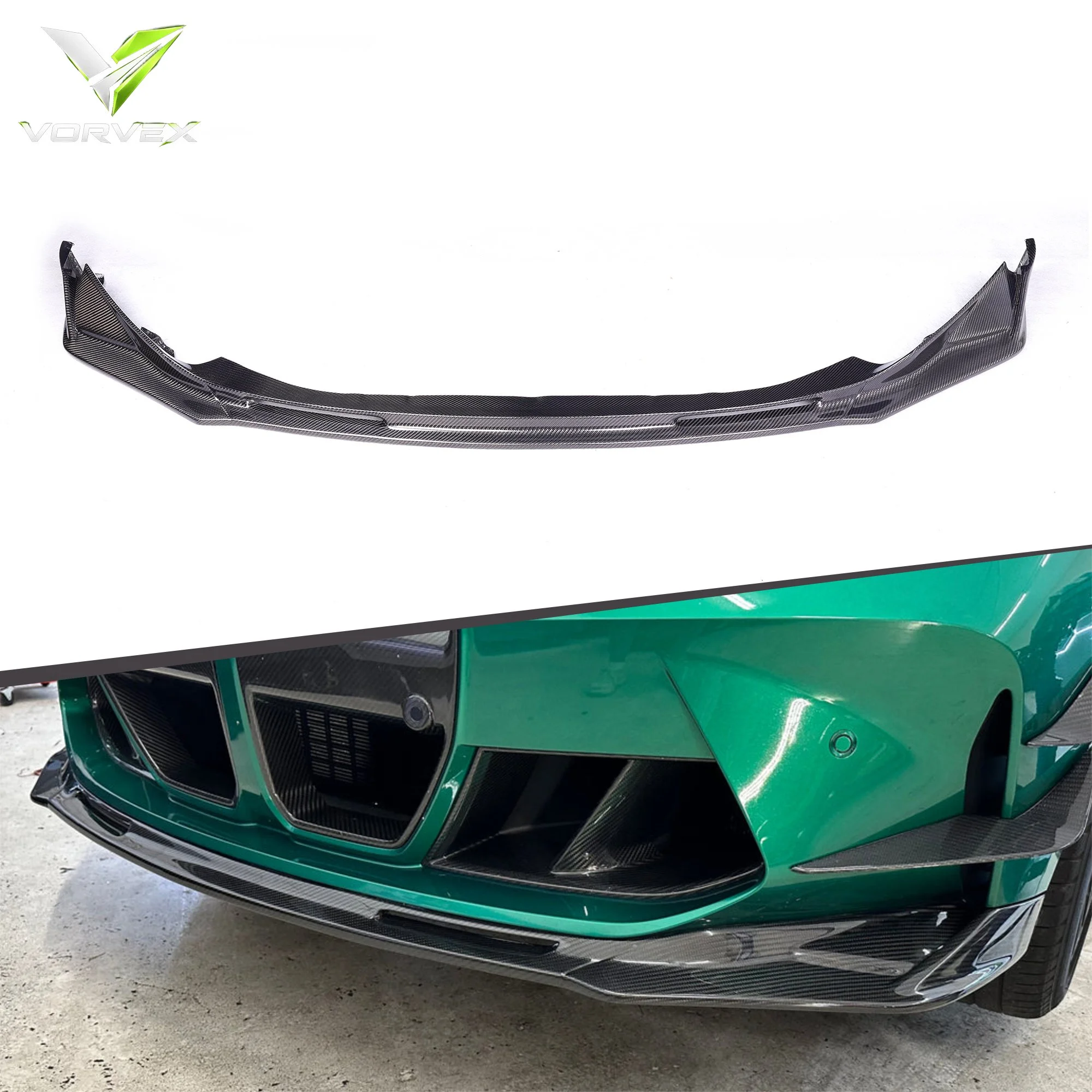 BMW G80 G82 M3 M4 V-Type Front Lip Spoiler 2021+ Carbon Fibre Style Bumper